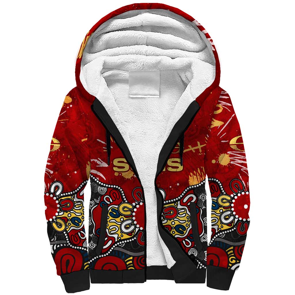 Personalized Gold Coast Suns Sherpa Hoodie Aboriginal Dot Painting Graffiti Style