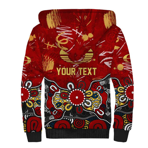 Personalized Gold Coast Suns Sherpa Hoodie Aboriginal Dot Painting Graffiti Style