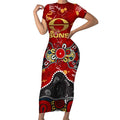 Personalized Gold Coast Suns Short Sleeve Bodycon Dress Aboriginal Dot Painting Graffiti Style