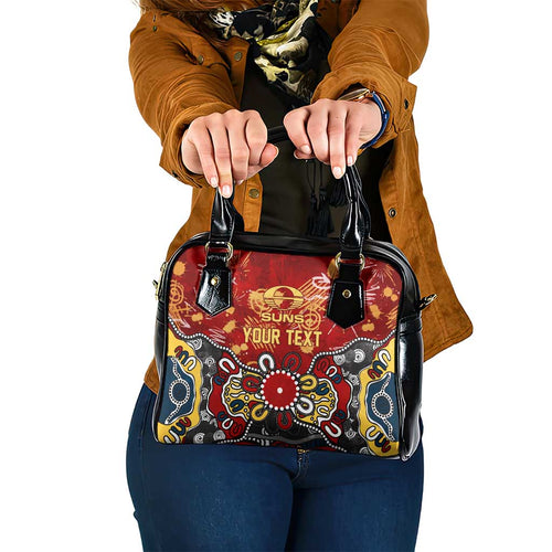 Personalized Gold Coast Suns Shoulder Handbag Aboriginal Dot Painting Graffiti Style