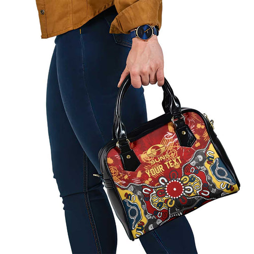 Personalized Gold Coast Suns Shoulder Handbag Aboriginal Dot Painting Graffiti Style