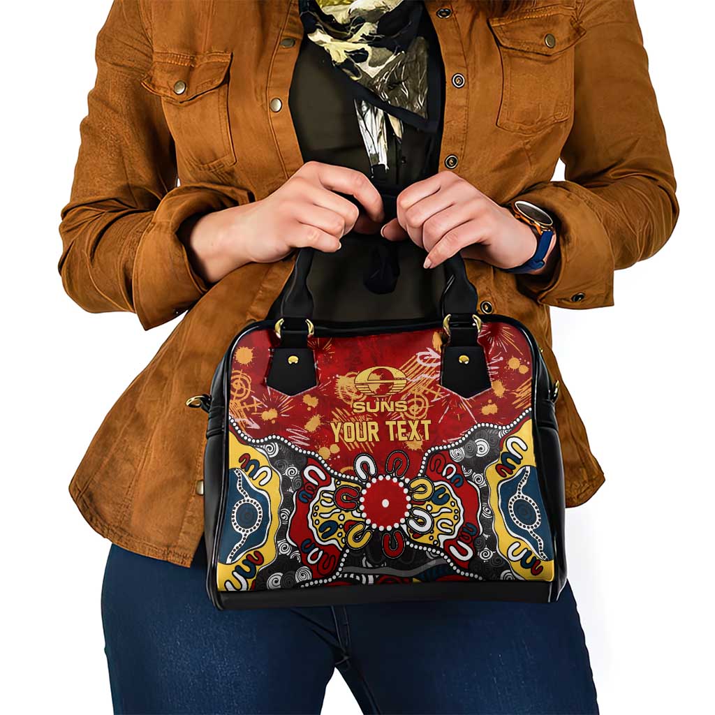 Personalized Gold Coast Suns Shoulder Handbag Aboriginal Dot Painting Graffiti Style