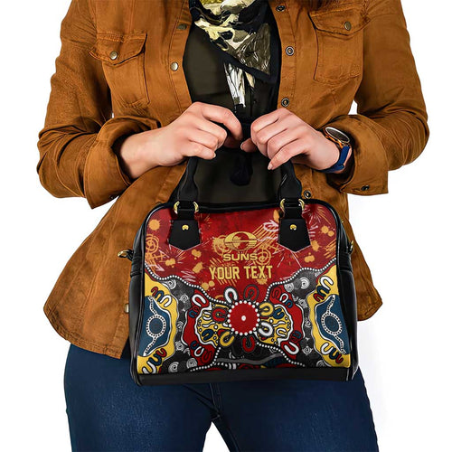 Personalized Gold Coast Suns Shoulder Handbag Aboriginal Dot Painting Graffiti Style
