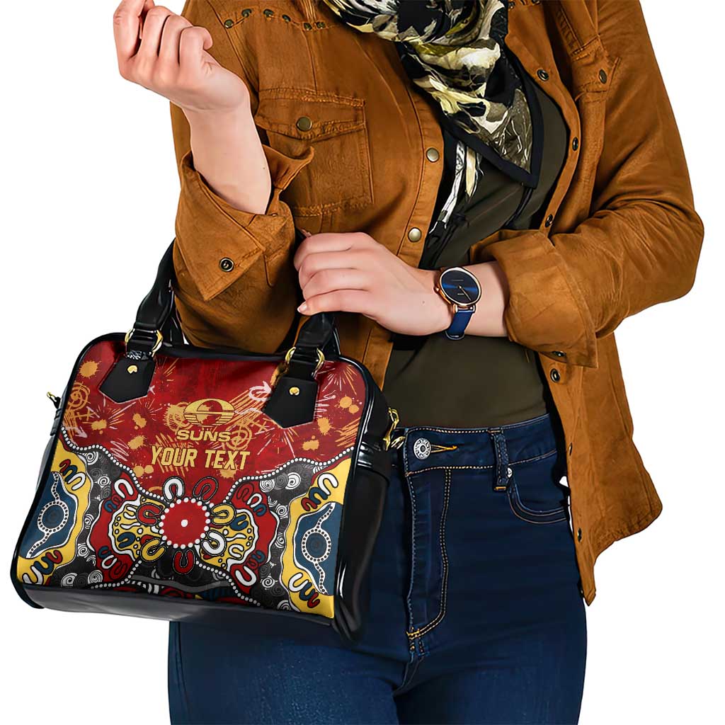 Personalized Gold Coast Suns Shoulder Handbag Aboriginal Dot Painting Graffiti Style