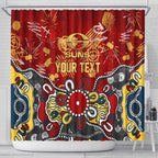 Personalized Gold Coast Suns Shower Curtain Aboriginal Dot Painting Graffiti Style