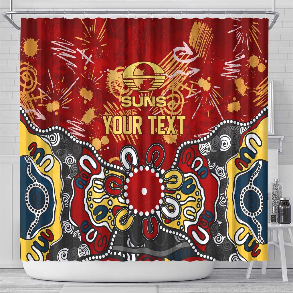 Personalized Gold Coast Suns Shower Curtain Aboriginal Dot Painting Graffiti Style