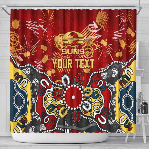 Personalized Gold Coast Suns Shower Curtain Aboriginal Dot Painting Graffiti Style