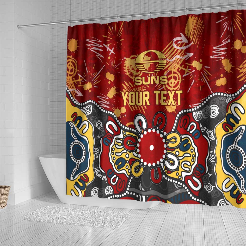 Personalized Gold Coast Suns Shower Curtain Aboriginal Dot Painting Graffiti Style