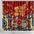 Personalized Gold Coast Suns Shower Curtain Aboriginal Dot Painting Graffiti Style