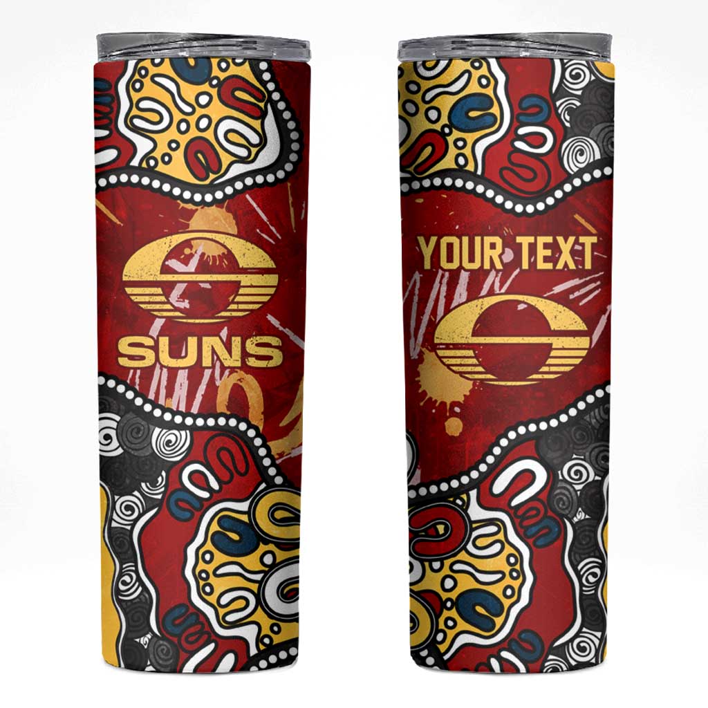 Personalized Gold Coast Suns Skinny Tumbler Aboriginal Dot Painting Graffiti Style