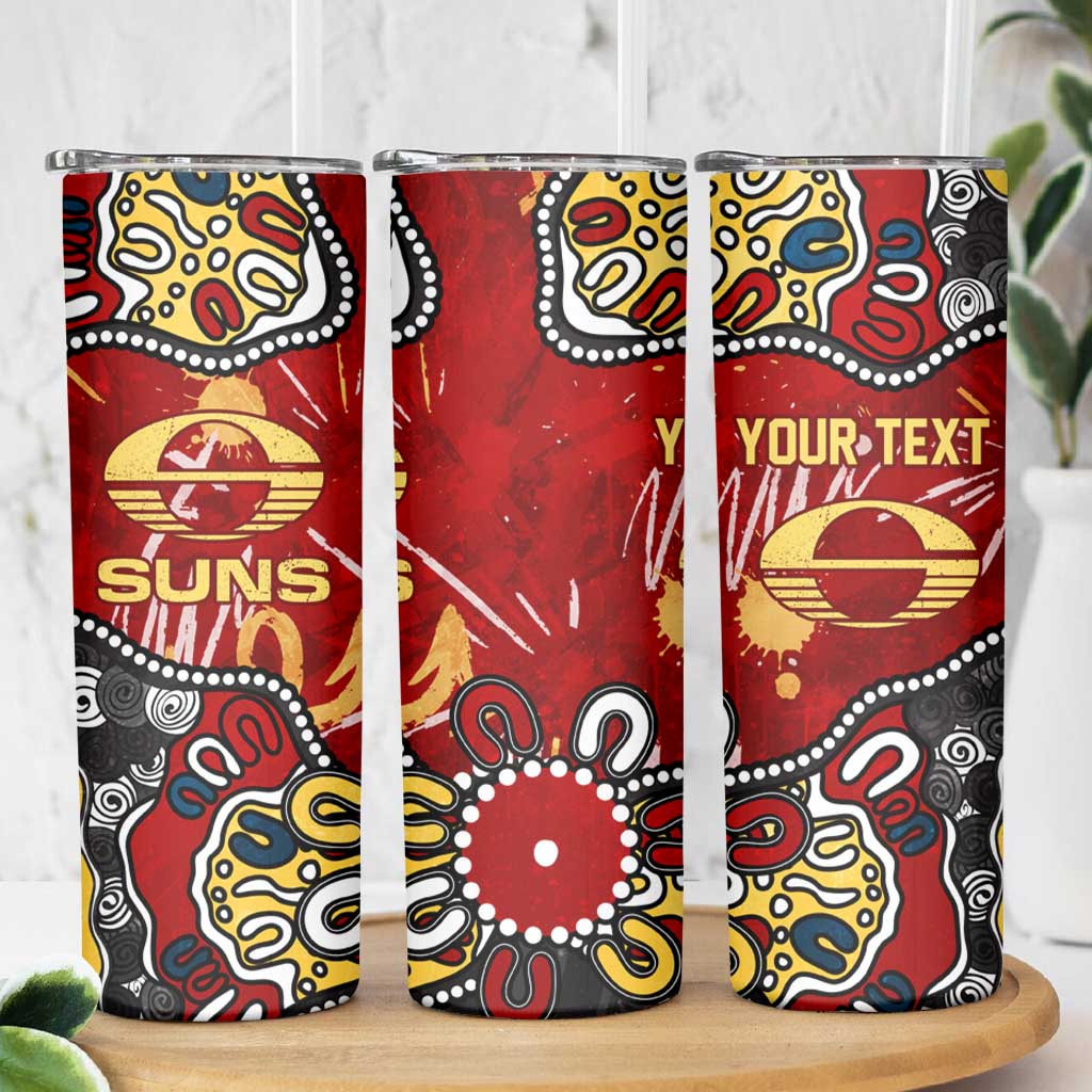 Personalized Gold Coast Suns Skinny Tumbler Aboriginal Dot Painting Graffiti Style