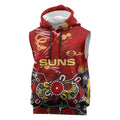 Personalized Gold Coast Suns Sleeveless Hoodie Aboriginal Dot Painting Graffiti Style