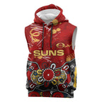 Personalized Gold Coast Suns Sleeveless Hoodie Aboriginal Dot Painting Graffiti Style