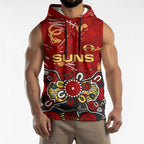 Personalized Gold Coast Suns Sleeveless Hoodie Aboriginal Dot Painting Graffiti Style