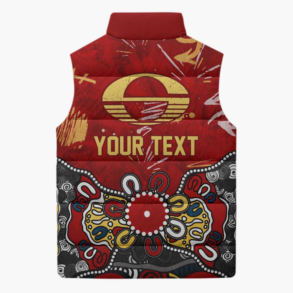 Personalized Gold Coast Suns Sleeveless Puffer Jacket Aboriginal Dot Painting Graffiti Style