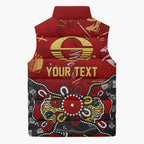 Personalized Gold Coast Suns Sleeveless Puffer Jacket Aboriginal Dot Painting Graffiti Style
