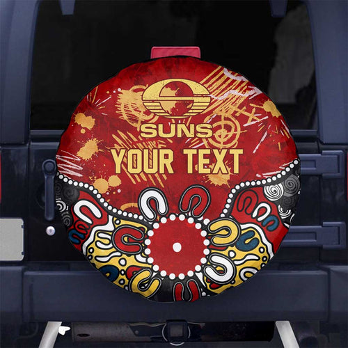 Personalized Gold Coast Suns Spare Tire Cover Aboriginal Dot Painting Graffiti Style