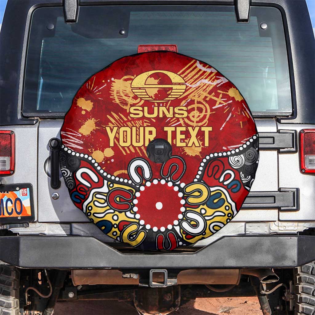Personalized Gold Coast Suns Spare Tire Cover Aboriginal Dot Painting Graffiti Style