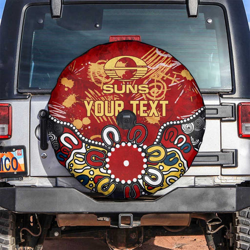Personalized Gold Coast Suns Spare Tire Cover Aboriginal Dot Painting Graffiti Style