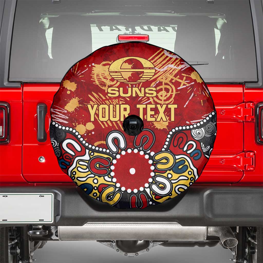 Personalized Gold Coast Suns Spare Tire Cover Aboriginal Dot Painting Graffiti Style