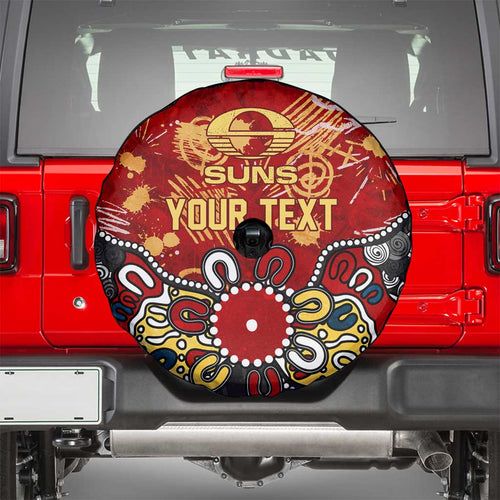 Personalized Gold Coast Suns Spare Tire Cover Aboriginal Dot Painting Graffiti Style