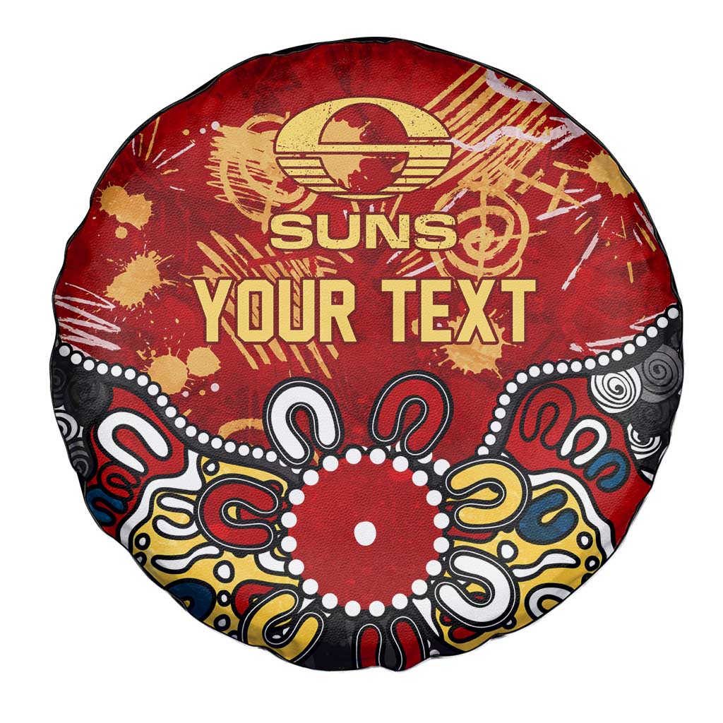 Personalized Gold Coast Suns Spare Tire Cover Aboriginal Dot Painting Graffiti Style