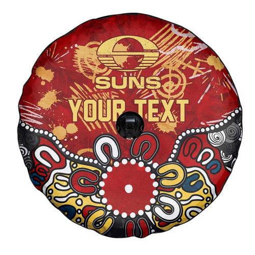 Personalized Gold Coast Suns Spare Tire Cover Aboriginal Dot Painting Graffiti Style