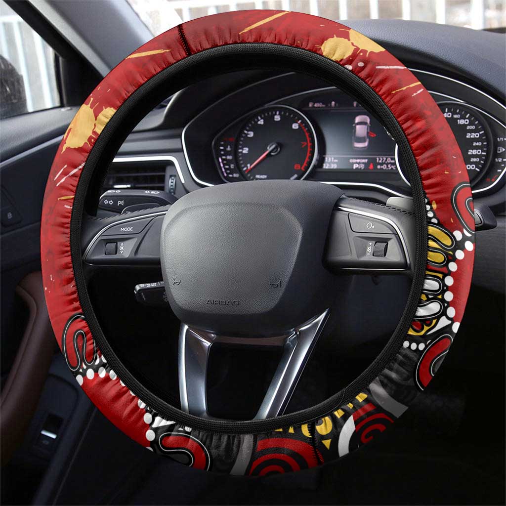 Gold Coast Suns Steering Wheel Cover Aboriginal Dot Painting Graffiti Style