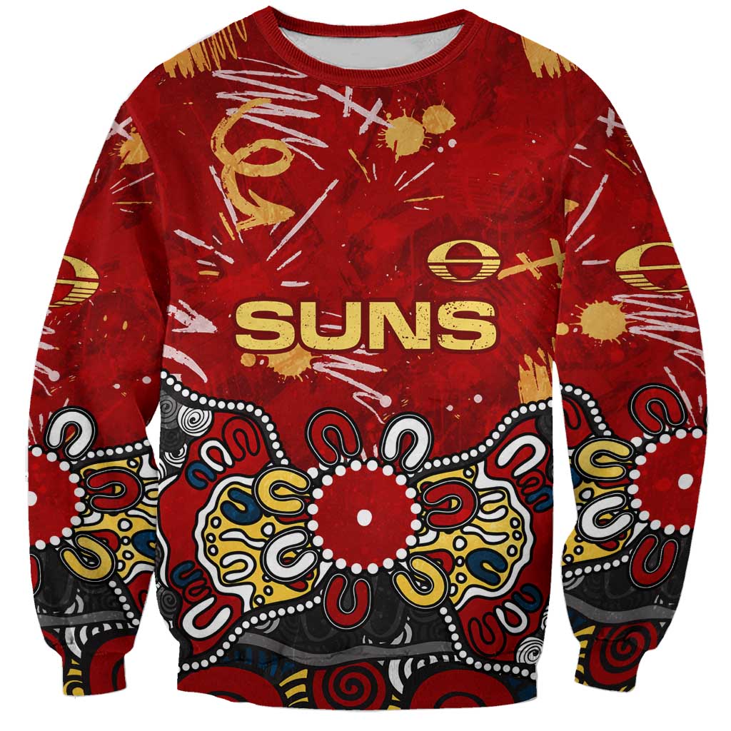 Personalized Gold Coast Suns Sweatshirt Aboriginal Dot Painting Graffiti Style