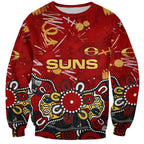 Personalized Gold Coast Suns Sweatshirt Aboriginal Dot Painting Graffiti Style