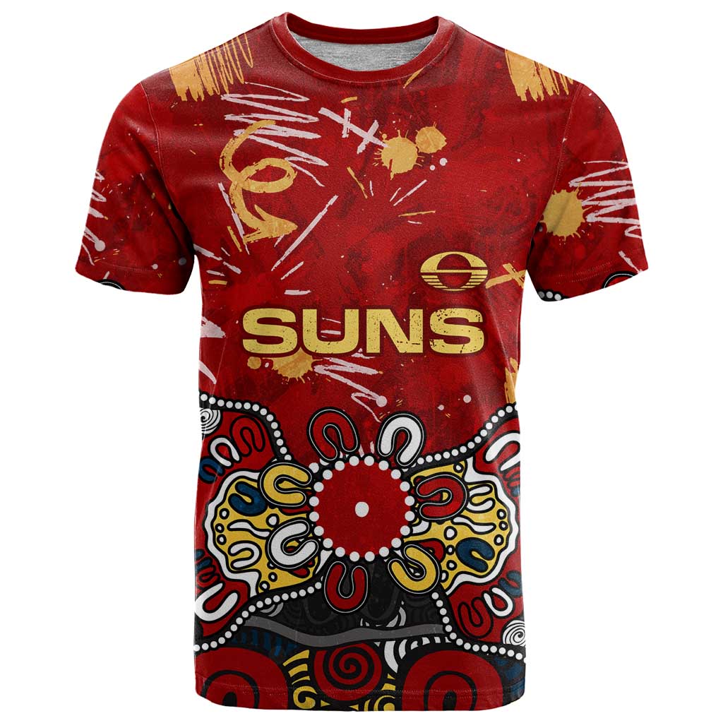 Personalized Gold Coast Suns T Shirt Aboriginal Dot Painting Graffiti Style