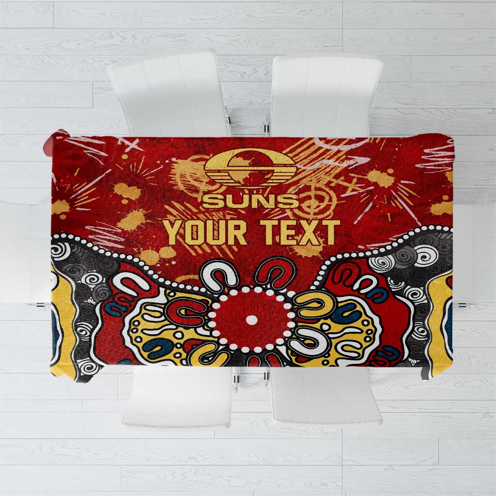 Personalized Gold Coast Suns Tablecloth Aboriginal Dot Painting Graffiti Style