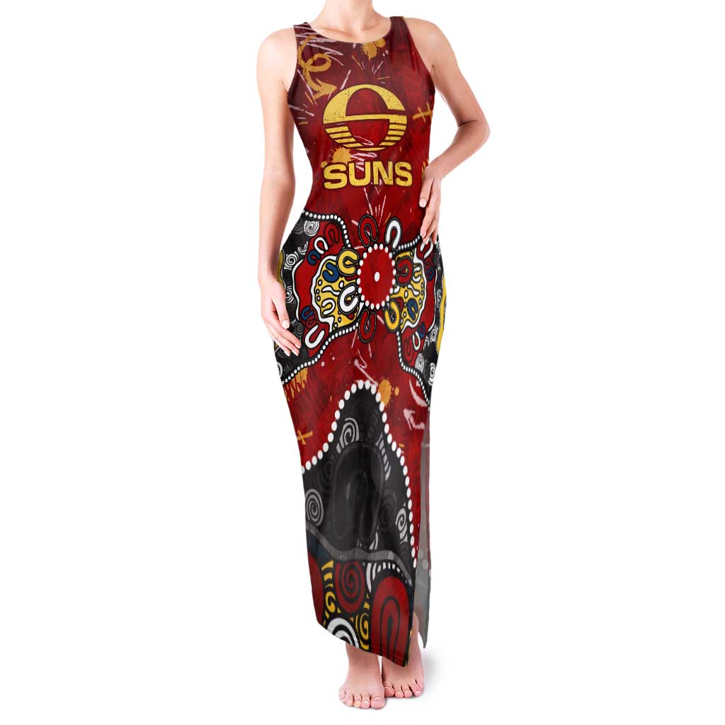 Personalized Gold Coast Suns Tank Maxi Dress Aboriginal Dot Painting Graffiti Style