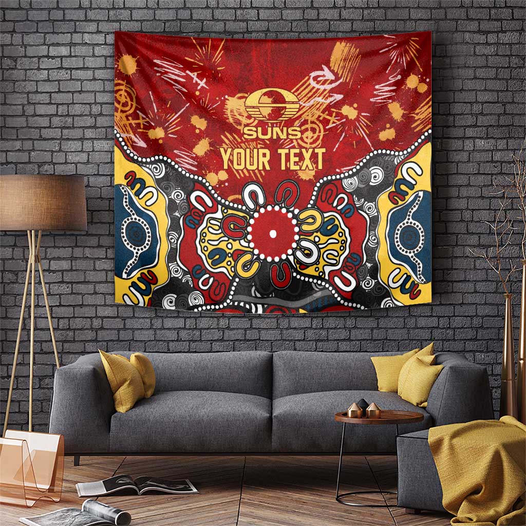 Personalized Gold Coast Suns Tapestry Aboriginal Dot Painting Graffiti Style