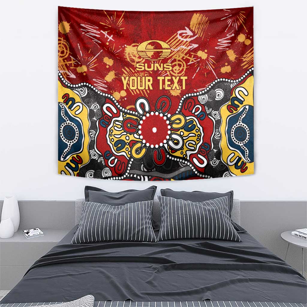 Personalized Gold Coast Suns Tapestry Aboriginal Dot Painting Graffiti Style