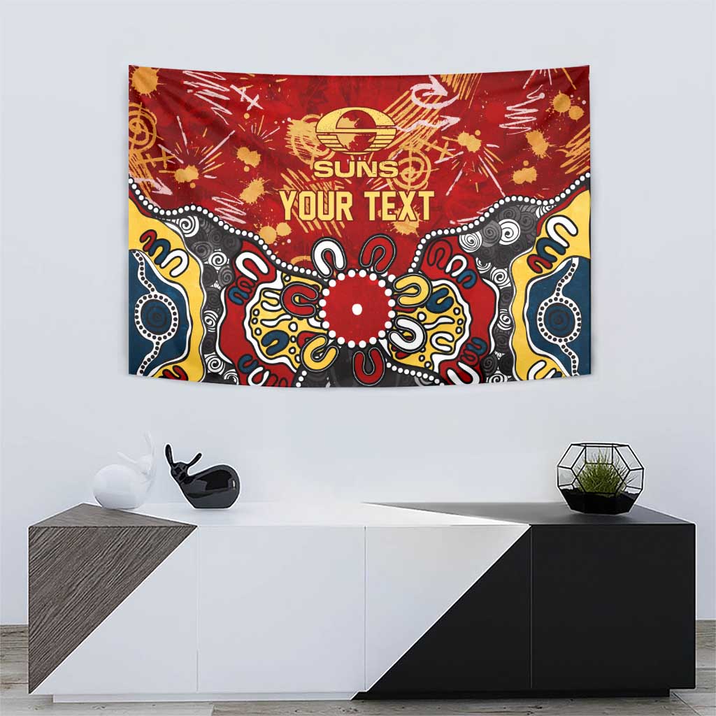 Personalized Gold Coast Suns Tapestry Aboriginal Dot Painting Graffiti Style