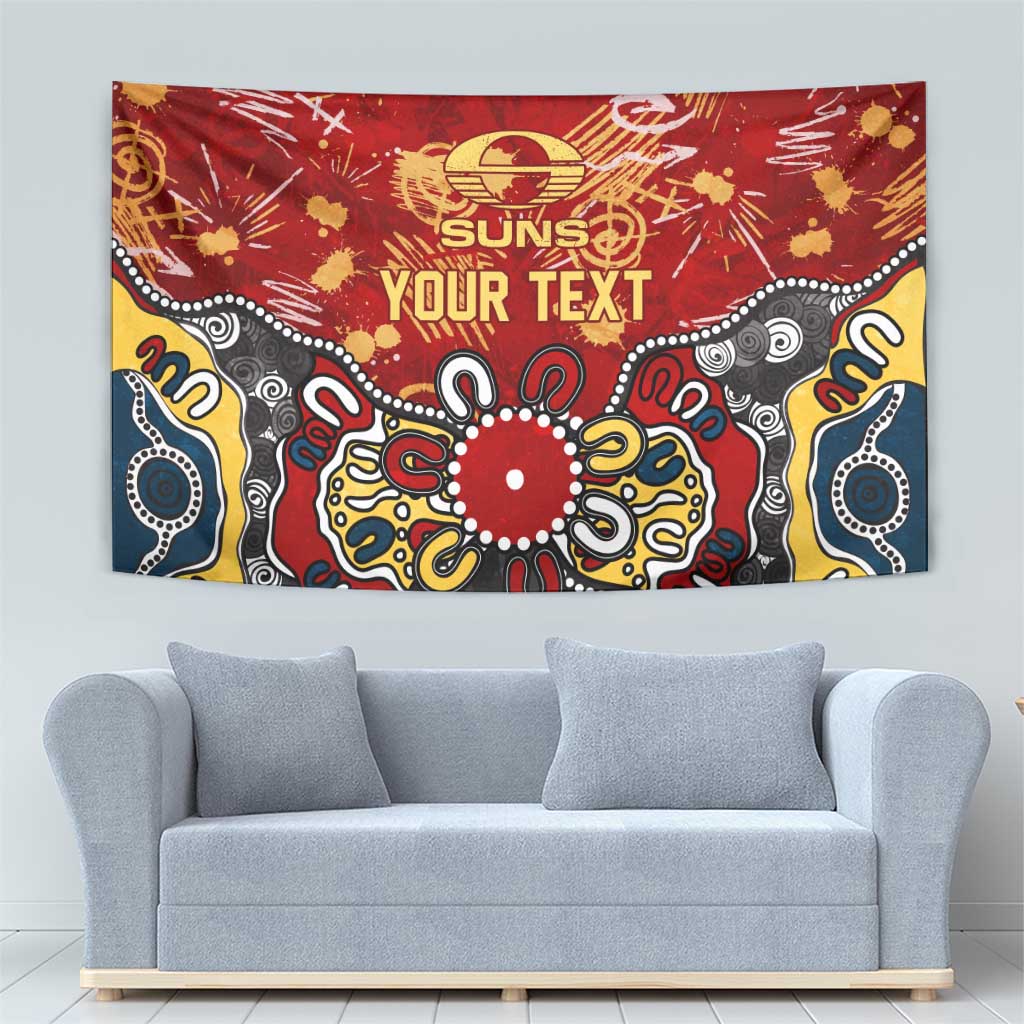 Personalized Gold Coast Suns Tapestry Aboriginal Dot Painting Graffiti Style