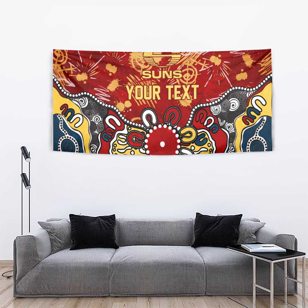 Personalized Gold Coast Suns Tapestry Aboriginal Dot Painting Graffiti Style