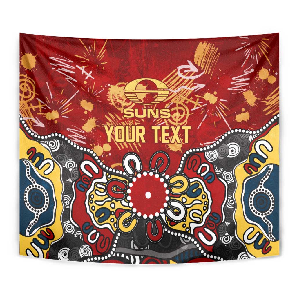 Personalized Gold Coast Suns Tapestry Aboriginal Dot Painting Graffiti Style