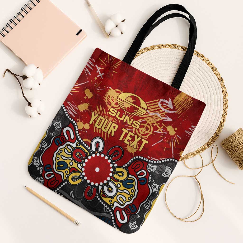 Personalized Gold Coast Suns Tote Bag Aboriginal Dot Painting Graffiti Style