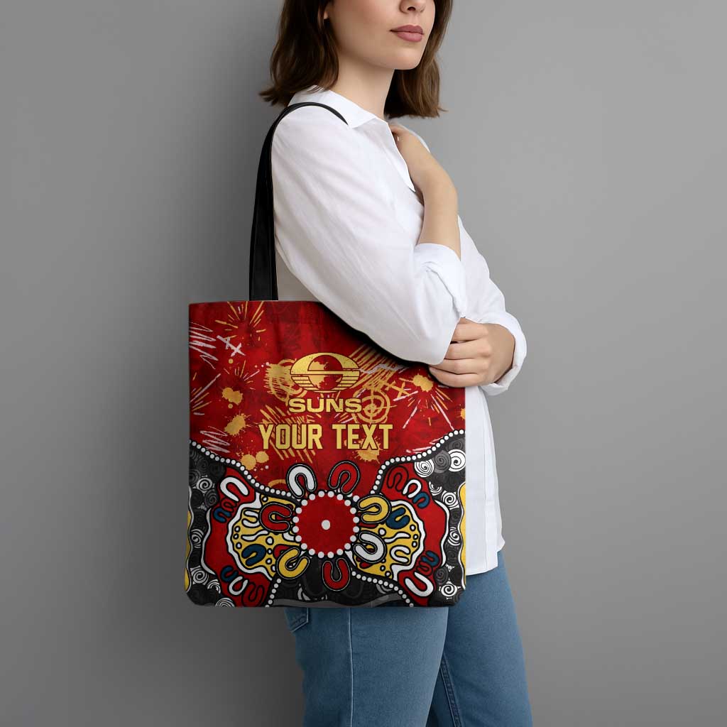 Personalized Gold Coast Suns Tote Bag Aboriginal Dot Painting Graffiti Style