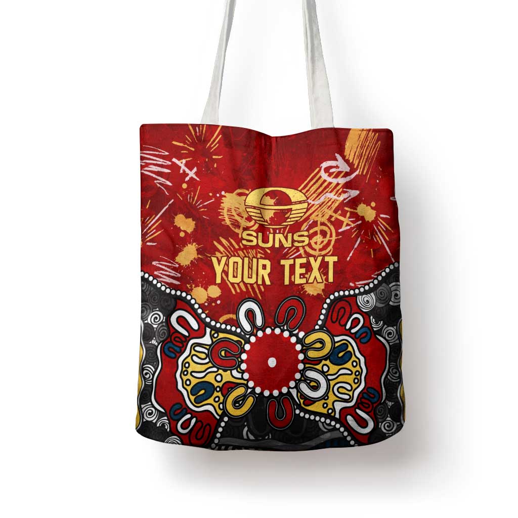 Personalized Gold Coast Suns Tote Bag Aboriginal Dot Painting Graffiti Style