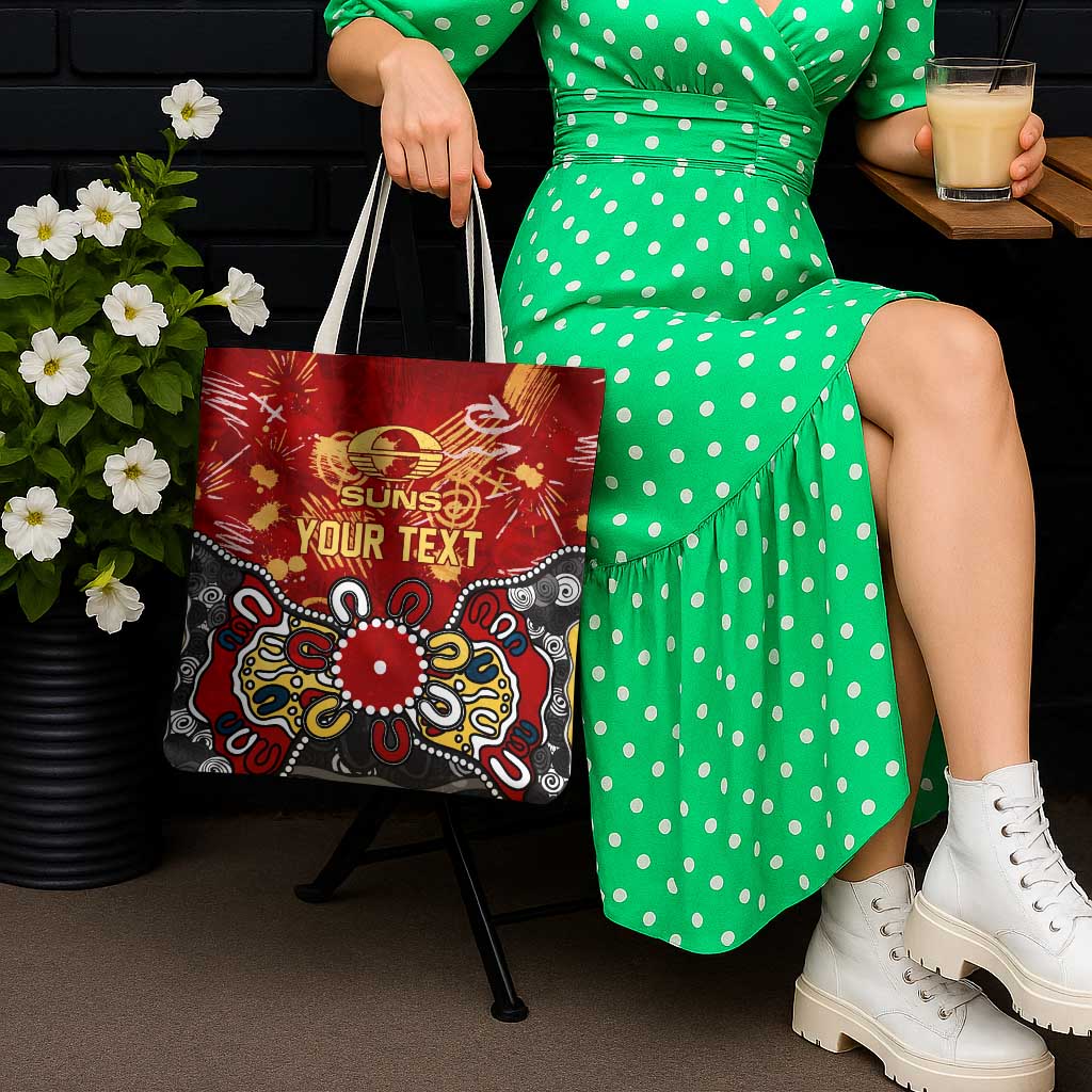 Personalized Gold Coast Suns Tote Bag Aboriginal Dot Painting Graffiti Style