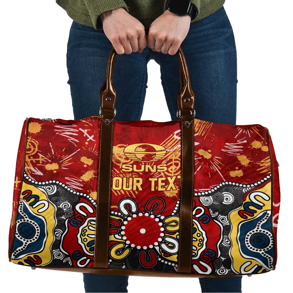 Personalized Gold Coast Suns Travel Bag Aboriginal Dot Painting Graffiti Style