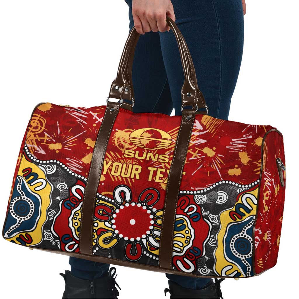Personalized Gold Coast Suns Travel Bag Aboriginal Dot Painting Graffiti Style