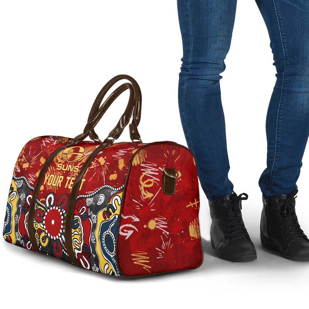 Personalized Gold Coast Suns Travel Bag Aboriginal Dot Painting Graffiti Style