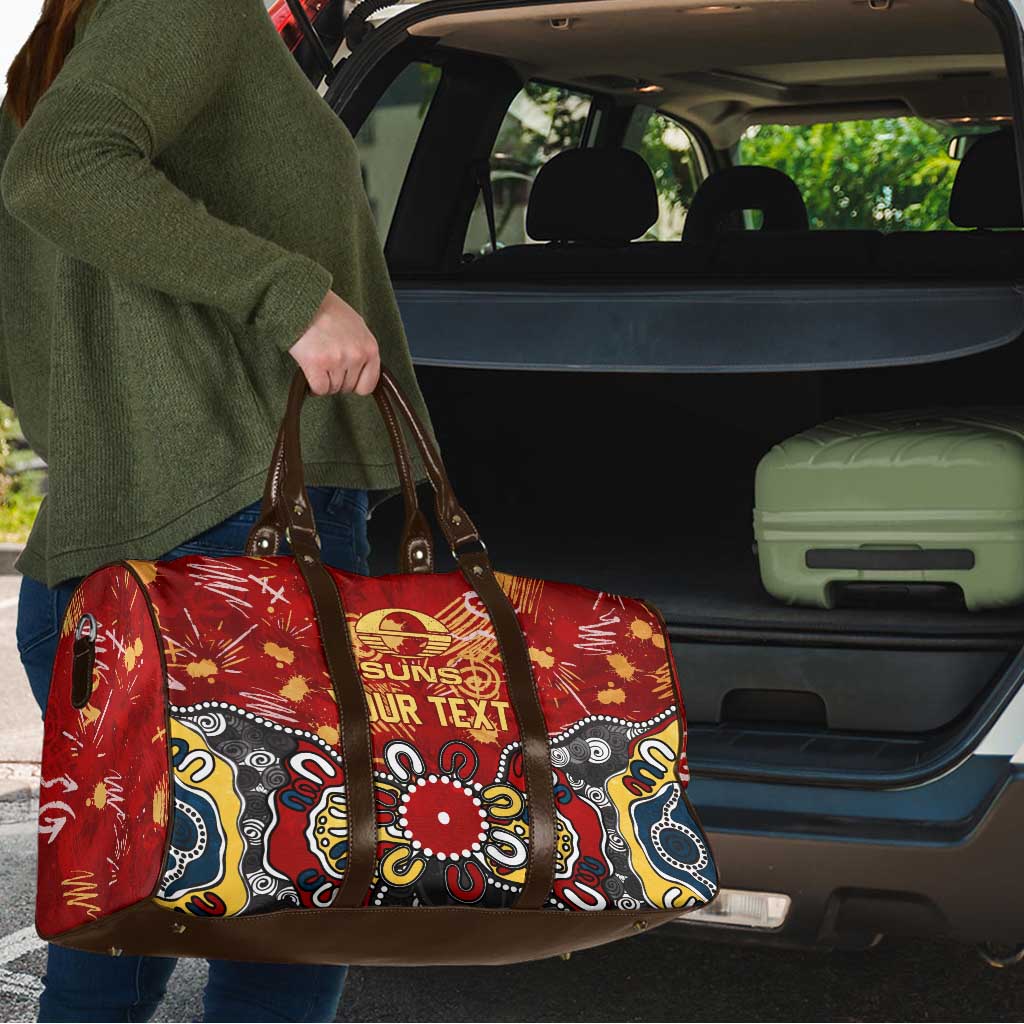 Personalized Gold Coast Suns Travel Bag Aboriginal Dot Painting Graffiti Style