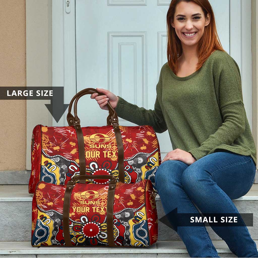 Personalized Gold Coast Suns Travel Bag Aboriginal Dot Painting Graffiti Style