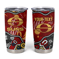 Personalized Gold Coast Suns Tumbler Cup Aboriginal Dot Painting Graffiti Style