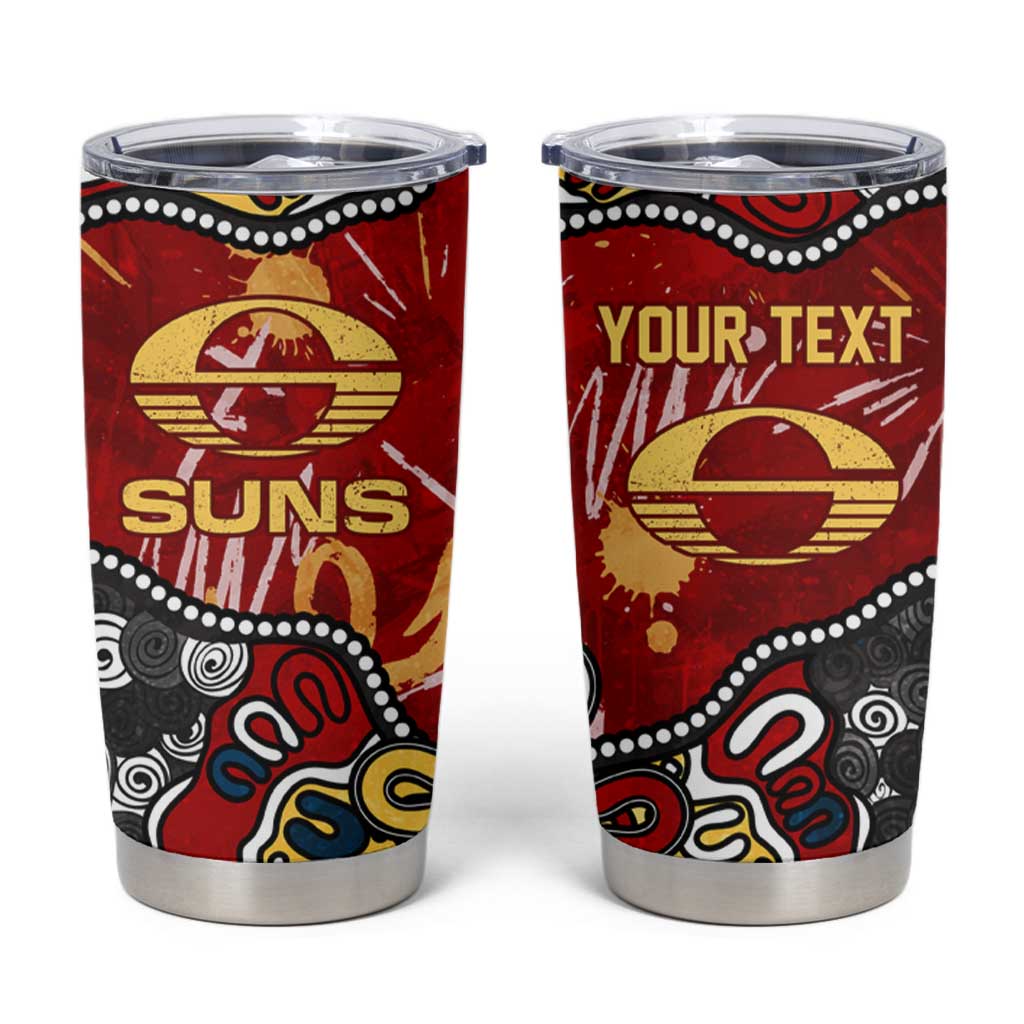 Personalized Gold Coast Suns Tumbler Cup Aboriginal Dot Painting Graffiti Style